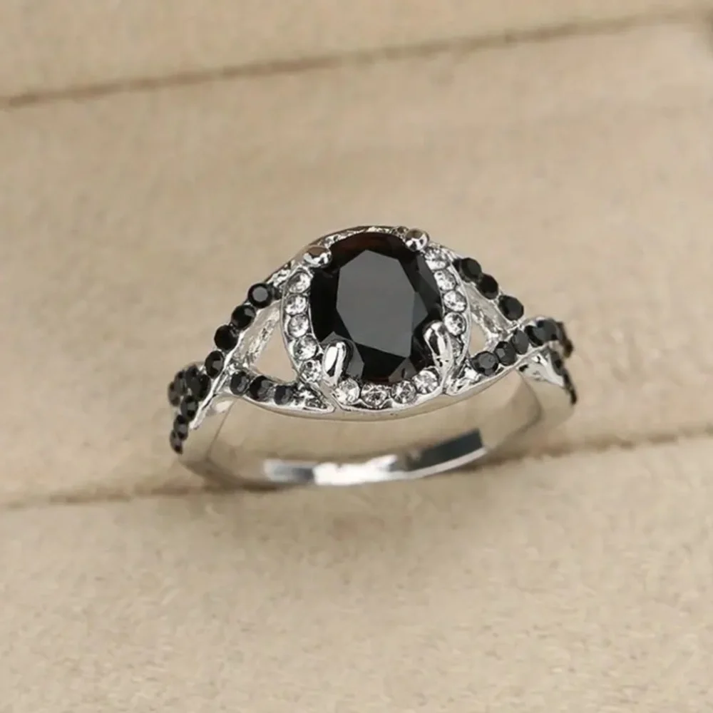 Black Onyx & White Diamond Ring
